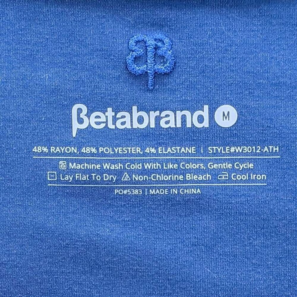 Betabrand Blue Stretchy Long Sleeve Samantha Tunic Top Size Medium Slit Sleeve - Picture 4 of 7